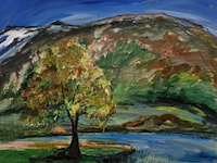 Schilderij, maya wildevuur (1944-2023), boom in landschap, 1995 - afbeelding 1 van  9