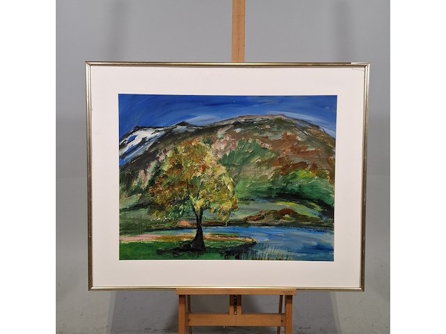 Schilderij, maya wildevuur (1944-2023), boom in landschap, 1995 - afbeelding 2 van  9