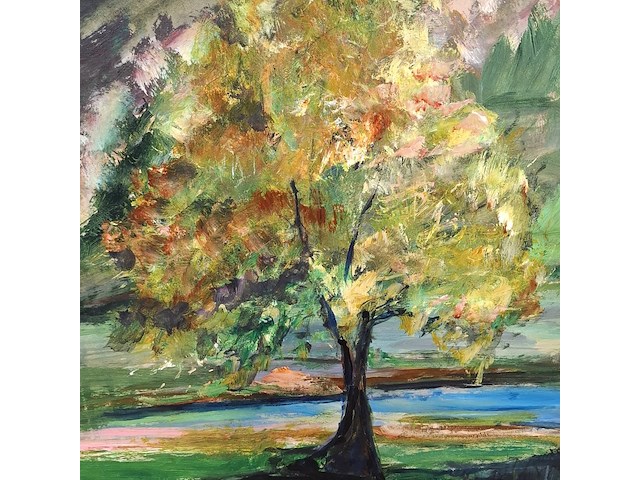 Schilderij, maya wildevuur (1944-2023), boom in landschap, 1995 - afbeelding 5 van  9