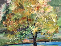 Schilderij, maya wildevuur (1944-2023), boom in landschap, 1995 - afbeelding 5 van  9