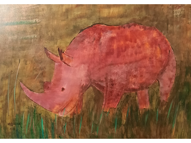 Schilderij, maya wildevuur (1944-2023), neushoorn, 2000 - afbeelding 1 van  8