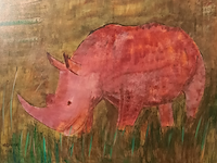 Schilderij, maya wildevuur (1944-2023), neushoorn, 2000 - afbeelding 1 van  8