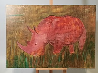Schilderij, maya wildevuur (1944-2023), neushoorn, 2000 - afbeelding 2 van  8