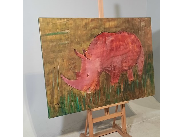 Schilderij, maya wildevuur (1944-2023), neushoorn, 2000 - afbeelding 3 van  8