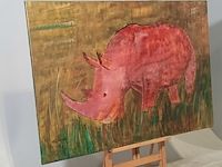 Schilderij, maya wildevuur (1944-2023), neushoorn, 2000 - afbeelding 3 van  8