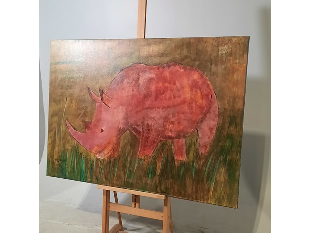 Schilderij, maya wildevuur (1944-2023), neushoorn, 2000 - afbeelding 4 van  8
