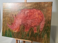 Schilderij, maya wildevuur (1944-2023), neushoorn, 2000 - afbeelding 4 van  8