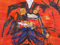Schilderij, maya wildevuur (1944-2023), samuraivechter, 1989, gemengde techniek - afbeelding 1 van  9