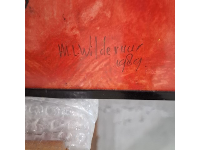 Schilderij, maya wildevuur (1944-2023), samuraivechter, 1989, gemengde techniek - afbeelding 5 van  9