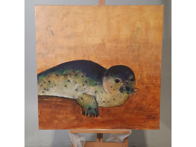 Schilderij, maya wildevuur (1944-2023), zeehond - texel, 2004 - afbeelding 2 van  8