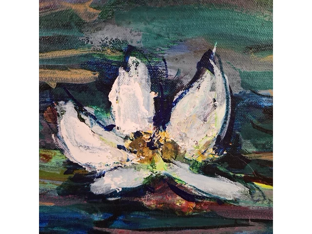 Schilderij, maya wildevuur, waterlelies, 1995 - afbeelding 2 van  8