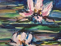 Schilderij, maya wildevuur, waterlelies, 1995 - afbeelding 3 van  8