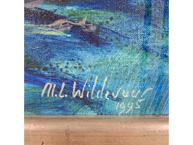 Schilderij, maya wildevuur, waterlelies, 1995 - afbeelding 5 van  8