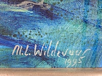 Schilderij, maya wildevuur, waterlelies, 1995 - afbeelding 5 van  8