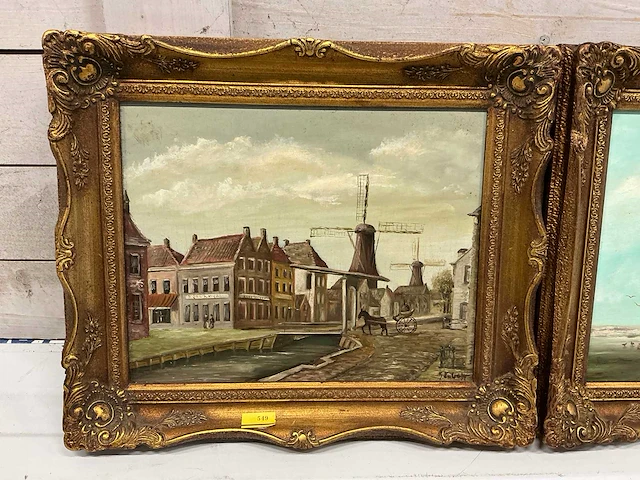 Schilderij molen en boot (2x) - afbeelding 2 van  9