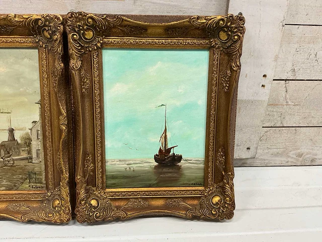 Schilderij molen en boot (2x) - afbeelding 3 van  9