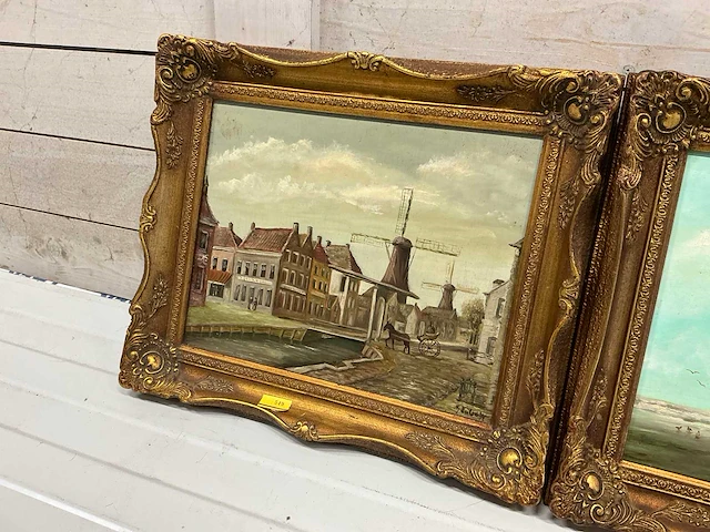 Schilderij molen en boot (2x) - afbeelding 4 van  9