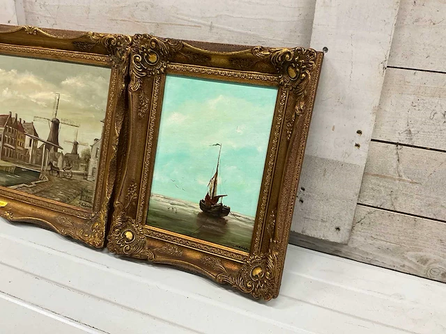 Schilderij molen en boot (2x) - afbeelding 5 van  9