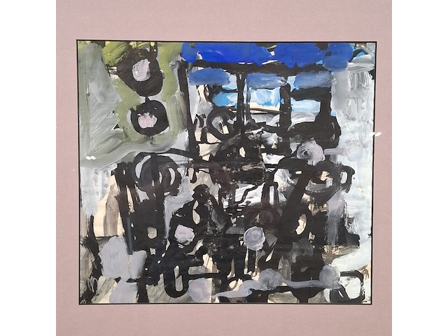 Schilderij, n. hamel, constructief, 1962 - afbeelding 2 van  5