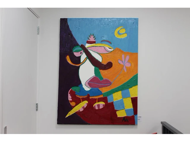 Schilderij op doek gesigneerd aa. afmeting 135 x 100 cm. - afbeelding 1 van  2