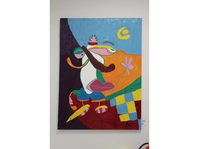Schilderij op doek gesigneerd aa. afmeting 135 x 100 cm. - afbeelding 2 van  2