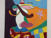 Schilderij op doek gesigneerd aa. afmeting 135 x 100 cm. - afbeelding 2 van  2