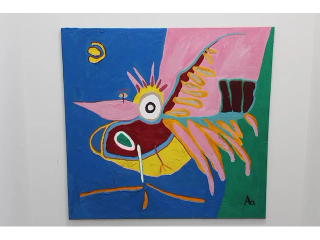 Schilderij op doek gesigneerd aa. afmeting 140 x 135 cm. - afbeelding 1 van  1