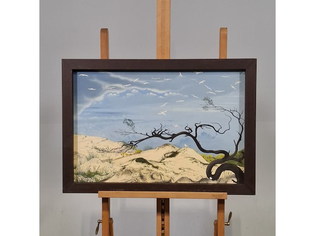 Schilderij op paneel, a. goubitz, duinen, 1954 - afbeelding 1 van  7