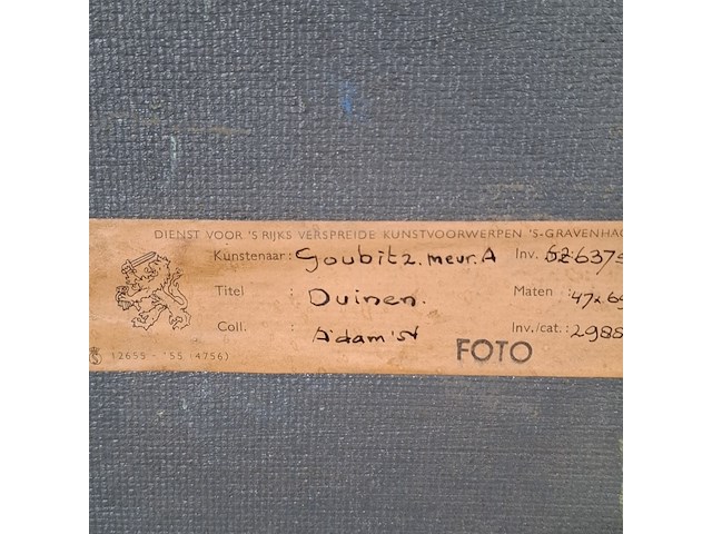 Schilderij op paneel, a. goubitz, duinen, 1954 - afbeelding 7 van  7