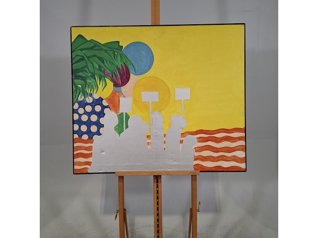 Schilderij, p. kuiters, anonymous demonstrators, 1968 - afbeelding 1 van  7