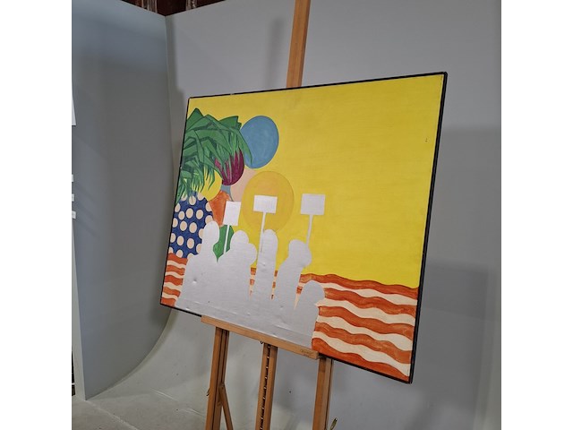 Schilderij, p. kuiters, anonymous demonstrators, 1968 - afbeelding 3 van  7