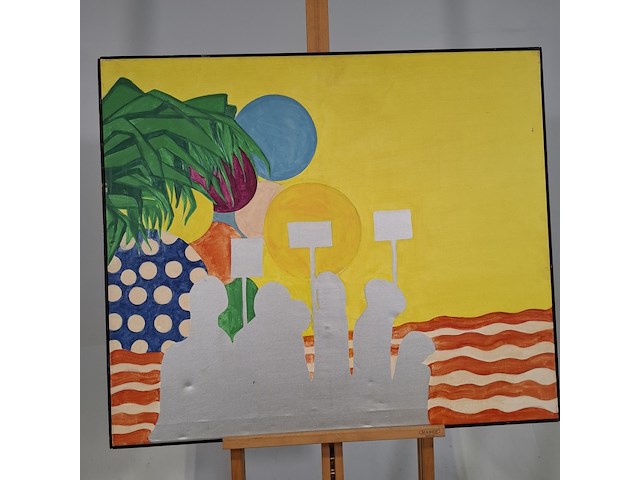 Schilderij, p. kuiters, anonymous demonstrators, 1968 - afbeelding 4 van  7