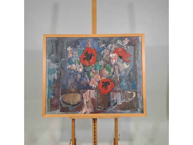 Schilderij, p. landkroon, veldbloemen, 1961 - afbeelding 1 van  8