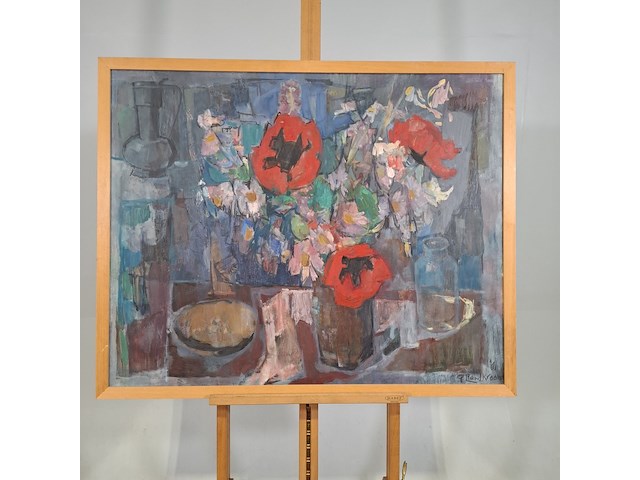 Schilderij, p. landkroon, veldbloemen, 1961 - afbeelding 4 van  8