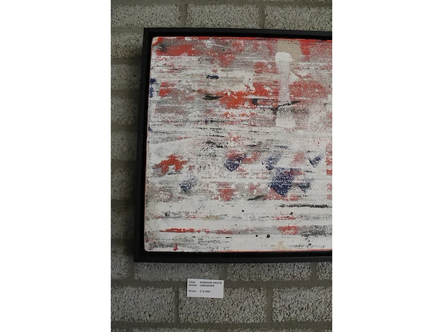 Schilderij random spots op hout in lijst. afmeting 249 x 55 x 8 cm. verkoopprijs op kaartje € 3400,- - afbeelding 2 van  3