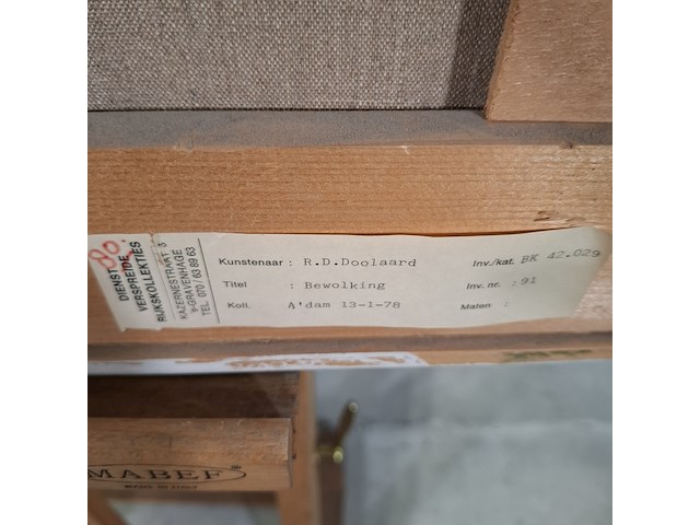 Schilderij, robert doolaard, bewolking, 1977 - afbeelding 8 van  9