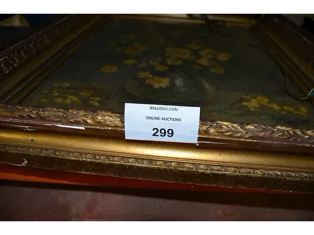 Schilderij vaas bloemen in vergulde kader met verlichting - afbeelding 2 van  6