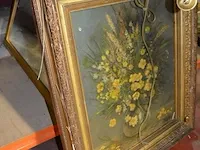 Schilderij vaas bloemen in vergulde kader met verlichting - afbeelding 4 van  6