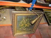 Schilderij vaas bloemen in vergulde kader met verlichting - afbeelding 5 van  6
