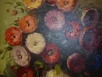 Schilderij vaas met bloemen in zwart met goudkleurige kader pirelli - afbeelding 5 van  6
