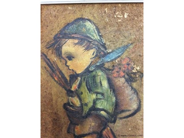 Schilderij vintage getekend - afbeelding 3 van  3