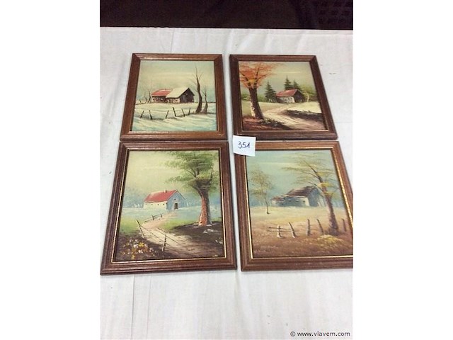 Schilderijtjes 4stuks - afbeelding 1 van  3