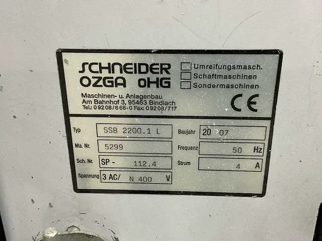 Schneider ozga ssb 2200.1 l omsnoeringsmachine - afbeelding 6 van  14