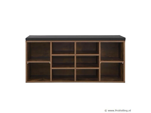 Schoenenkast / schoenenrek 10 vakken - 104 x 30 x 48 cm - donkerbruin - incl. zitkussen - afbeelding 4 van  10