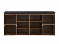 Schoenenkast / schoenenrek 10 vakken - 104 x 30 x 48 cm - donkerbruin - incl. zitkussen - afbeelding 4 van  10