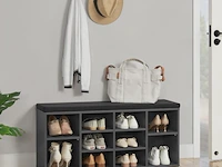 Schoenenkast / schoenenrek 10 vakken - 104 x 30 x 48 cm - donkergrijs - incl. zitkussen - afbeelding 3 van  10