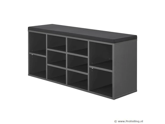 Schoenenkast / schoenenrek 10 vakken - 104 x 30 x 48 cm - donkergrijs - incl. zitkussen - afbeelding 5 van  10