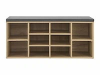 Schoenenkast / schoenenrek 10 vakken - 104 x 30 x 48 cm - houtkleur - incl. zitkussen - afbeelding 4 van  10