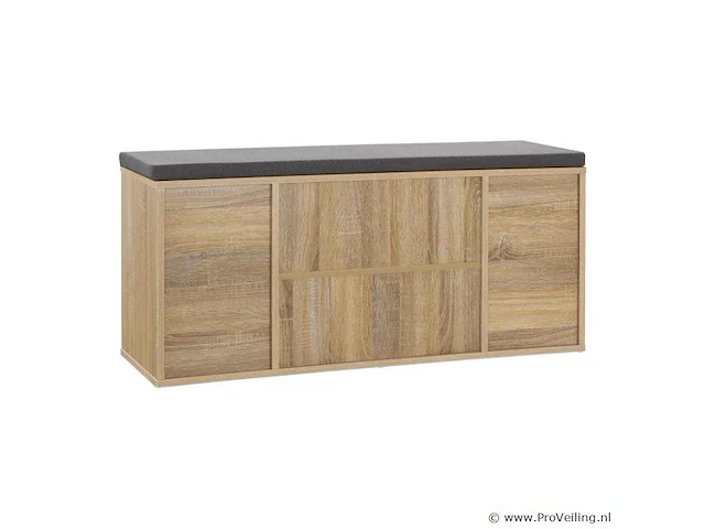 Schoenenkast / schoenenrek 10 vakken - 104 x 30 x 48 cm - houtkleur - incl. zitkussen - afbeelding 6 van  10