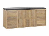 Schoenenkast / schoenenrek 10 vakken - 104 x 30 x 48 cm - houtkleur - incl. zitkussen - afbeelding 6 van  10